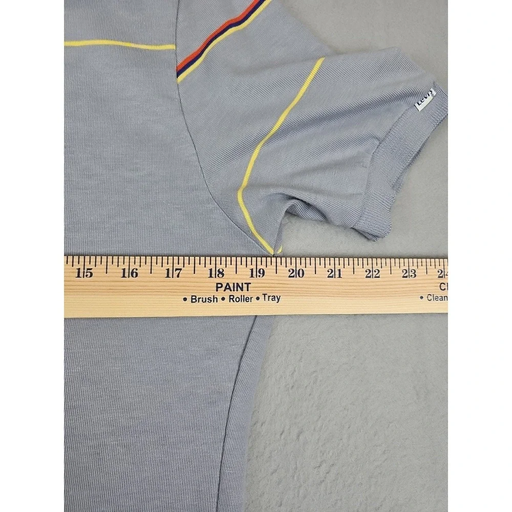 Vintage Levi's Polo Shirt Gray Striped Snaps Men's Large Made In USA